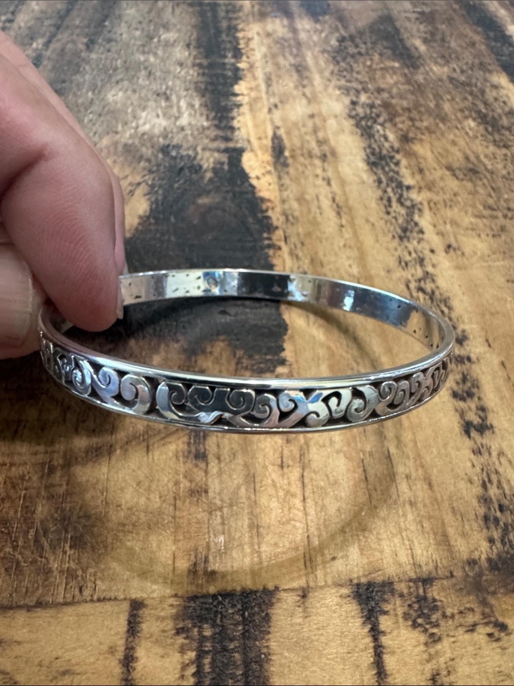 Brighton Silver Scroll Filigree Bangle Bracelet